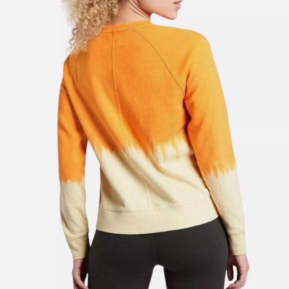 ATHLETA SUNDOWN DIP DYE Crew Neck SWEATSHIRT Abyssinian Yellow Size M 8 10 - Picture 2 of 3